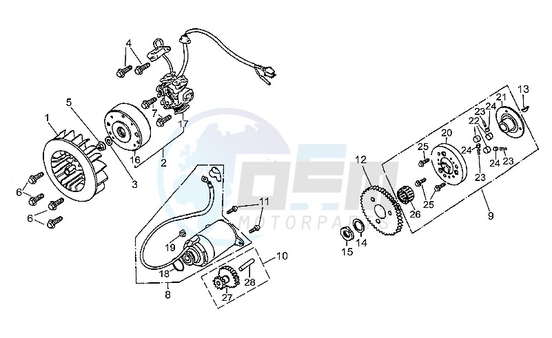 Flywheel-Syarter motor blueprint