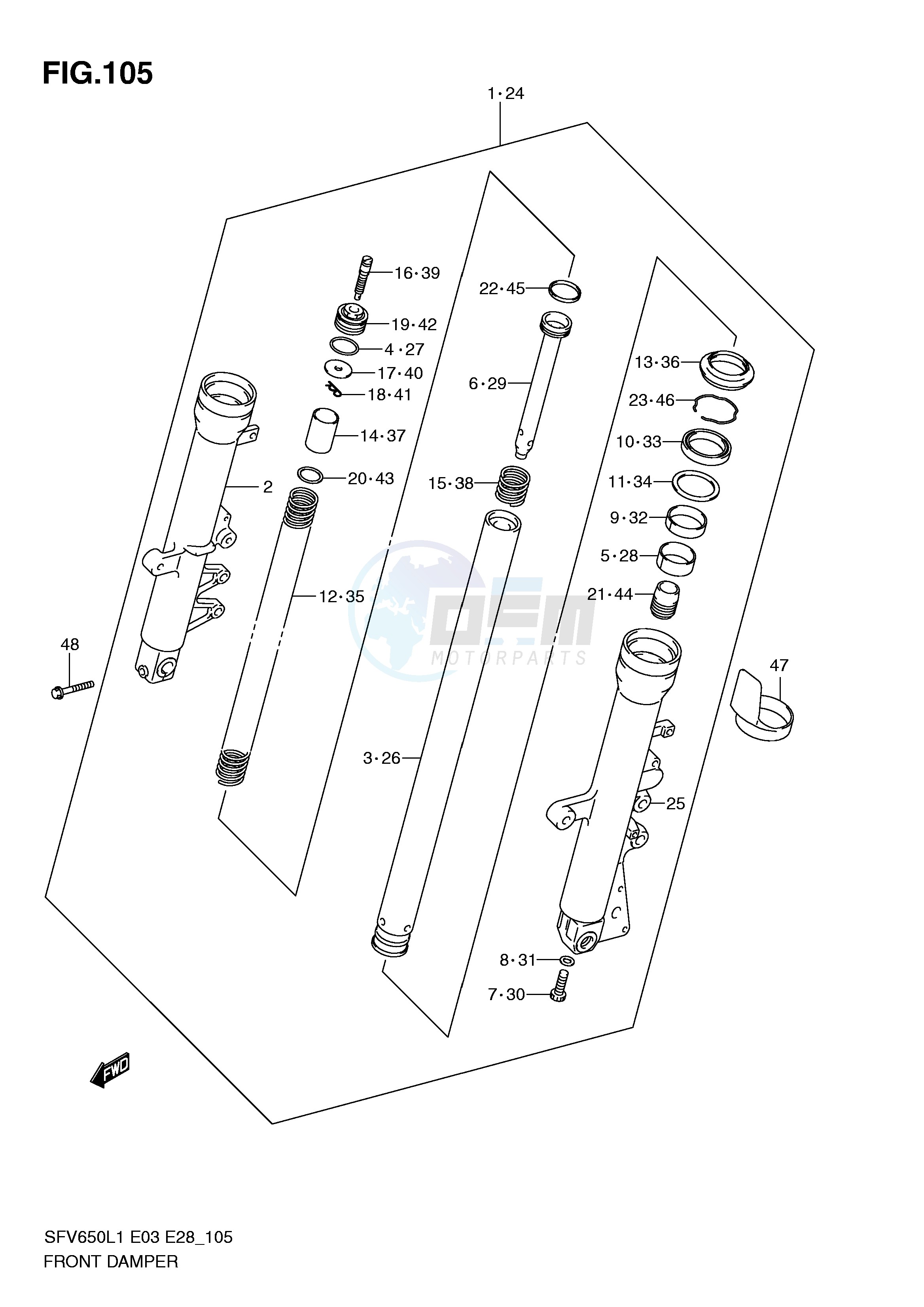 FRONT DAMPER (SFV650L1 E33) blueprint
