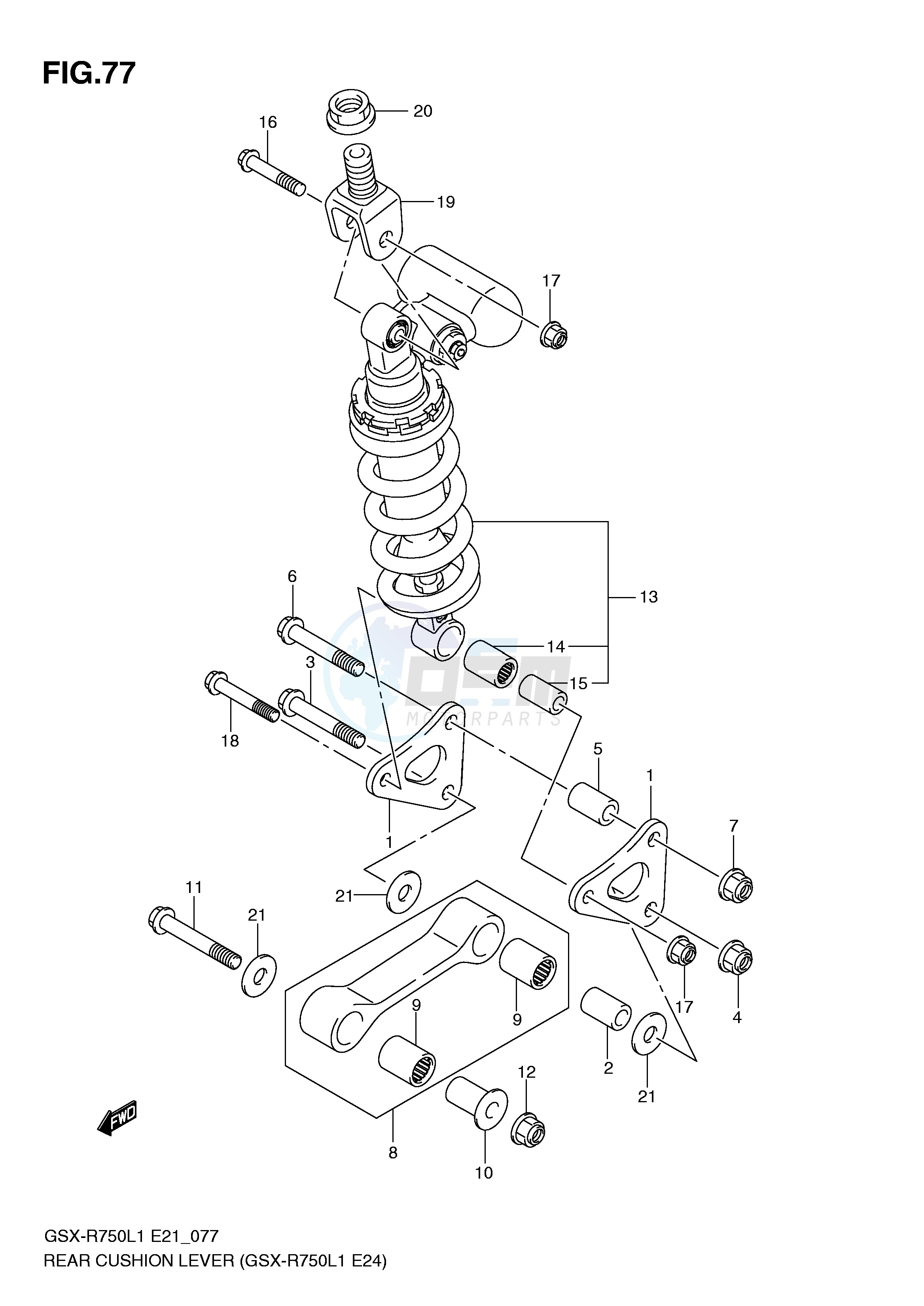 REAR CUSHION LEVER (GSX-R750L1 E24) blueprint