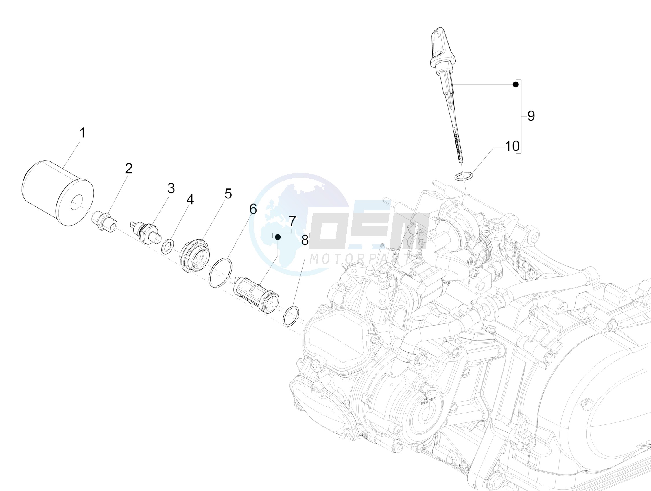 Flywheel magneto cover - Oil filter blueprint