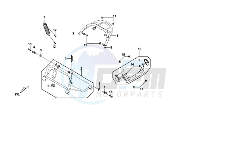 REAR LUGGAGE FRAME - CENTRAL STAND - REAR SUSPENSION blueprint