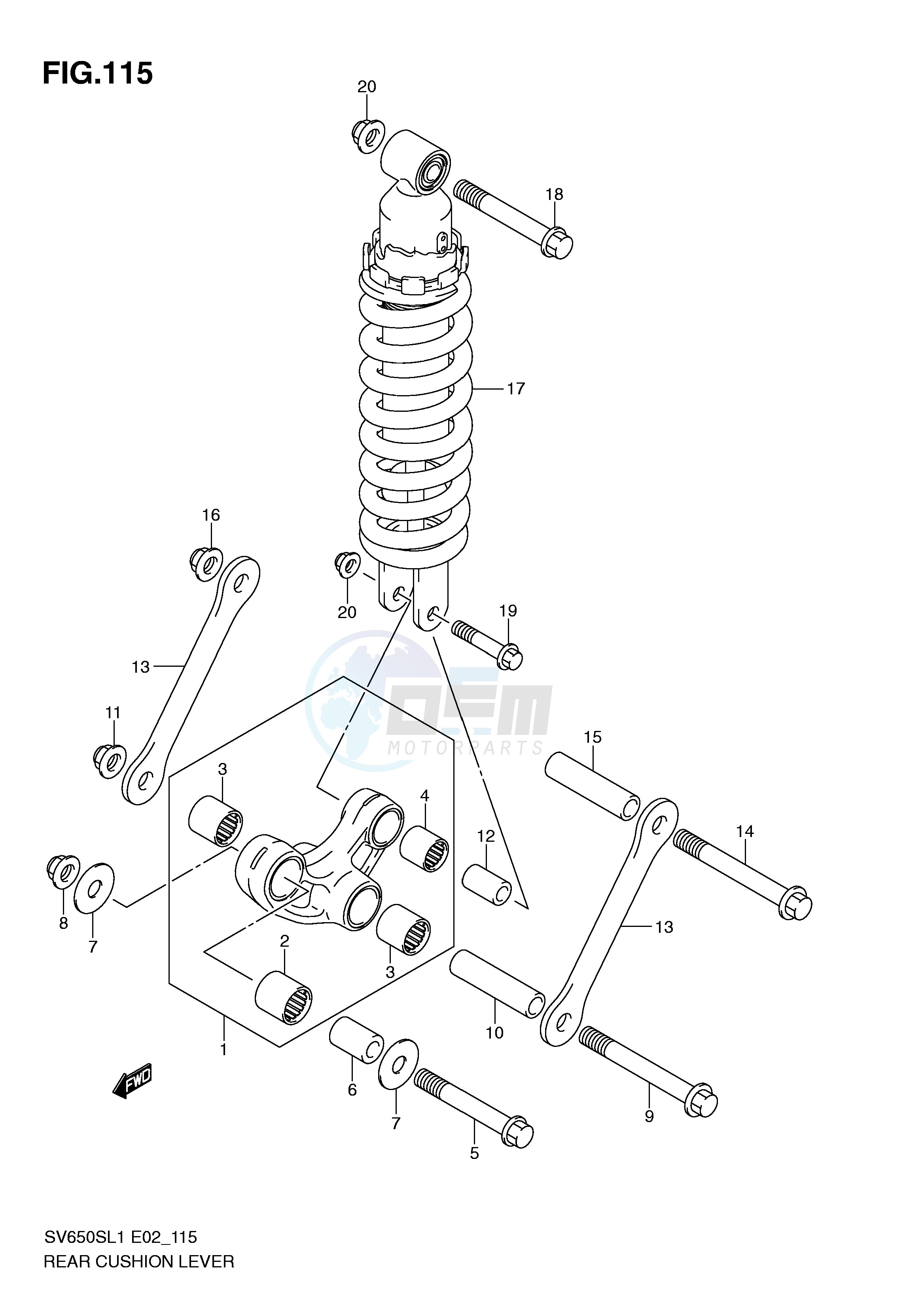 REAR CUSHION LEVER (SV650SL1 E24) blueprint