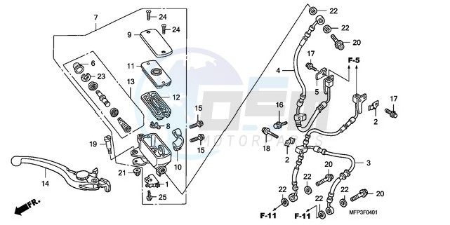 FR. BRAKE MASTER CYLINDER (CB1300A/CB1300SA) blueprint