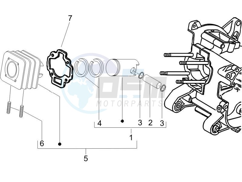 Cylinder-piston-wrist pin unit blueprint