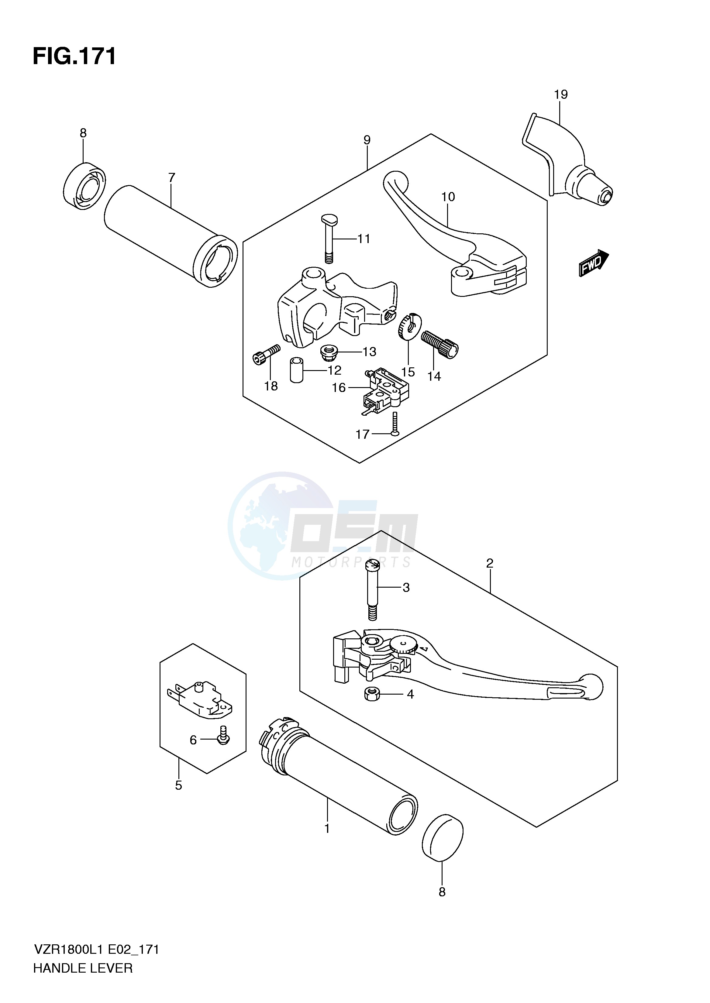 HANDLE LEVER (VZR1800ZUFL1 E19) blueprint