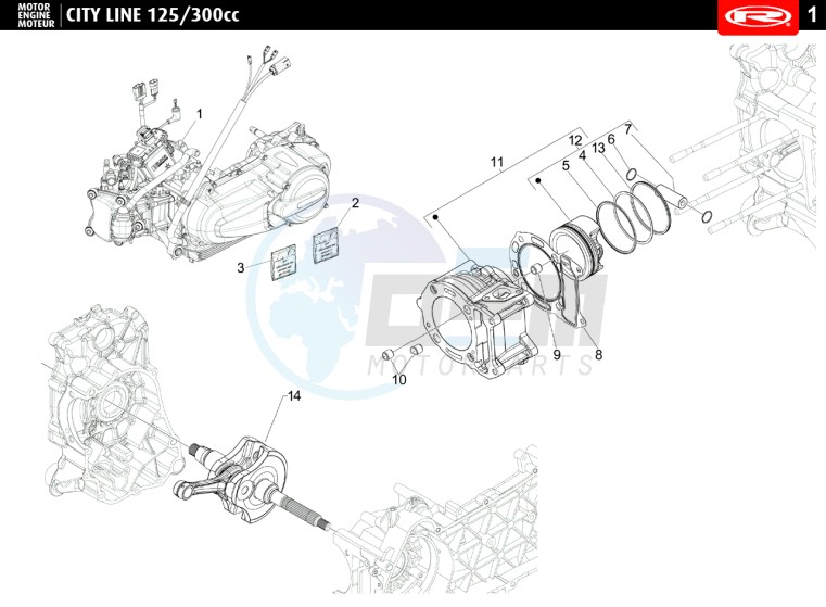 MOTOR COMPLETE - CILINDER - CRANKSHAFT  300 cc blueprint