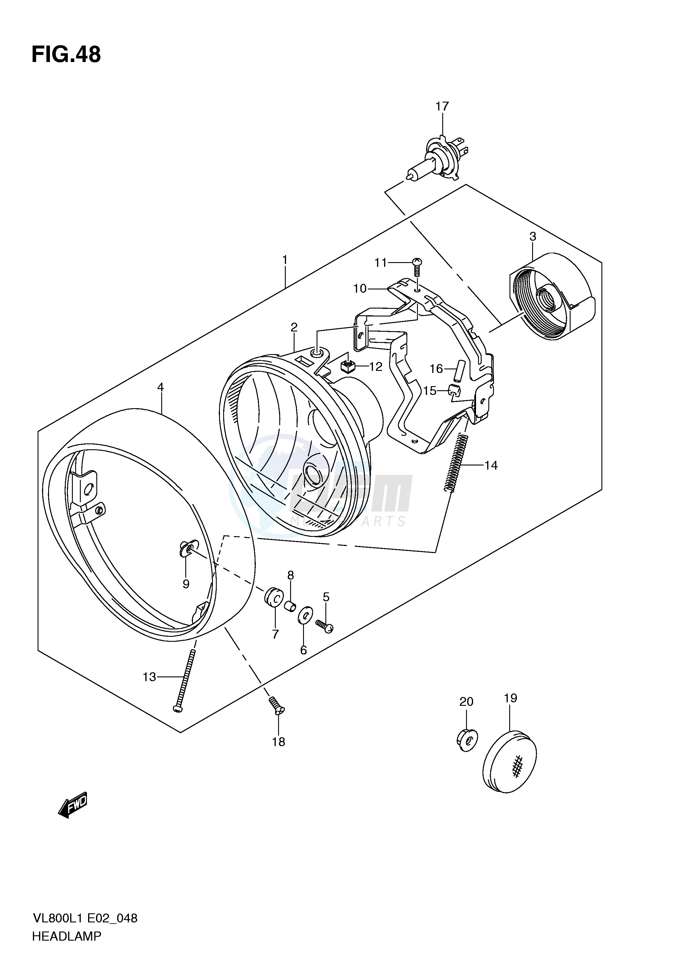 HEADLAMP ASSY (VL800L1 E24) blueprint