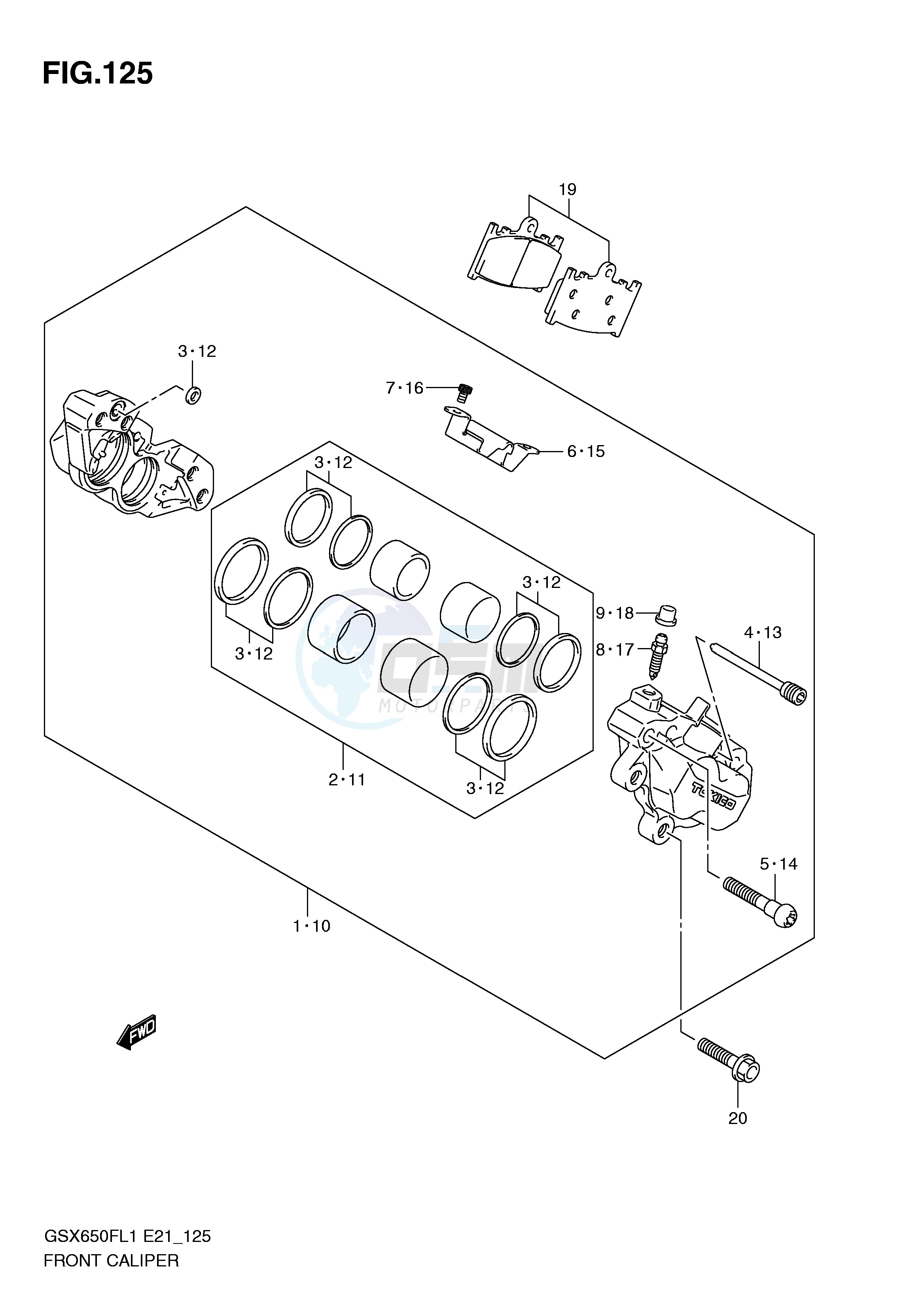 FRONT CALIPER (GSX650FL1 E21) image