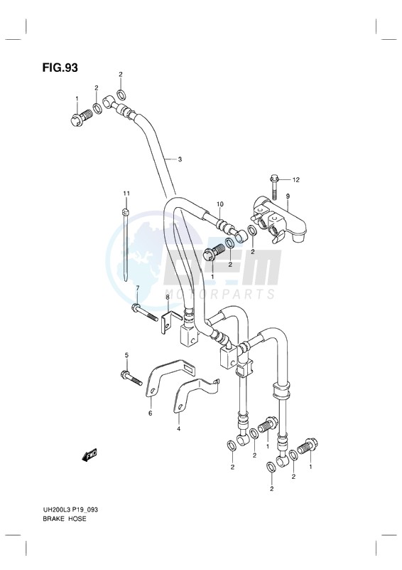 FRONT BRAKE HOSE blueprint