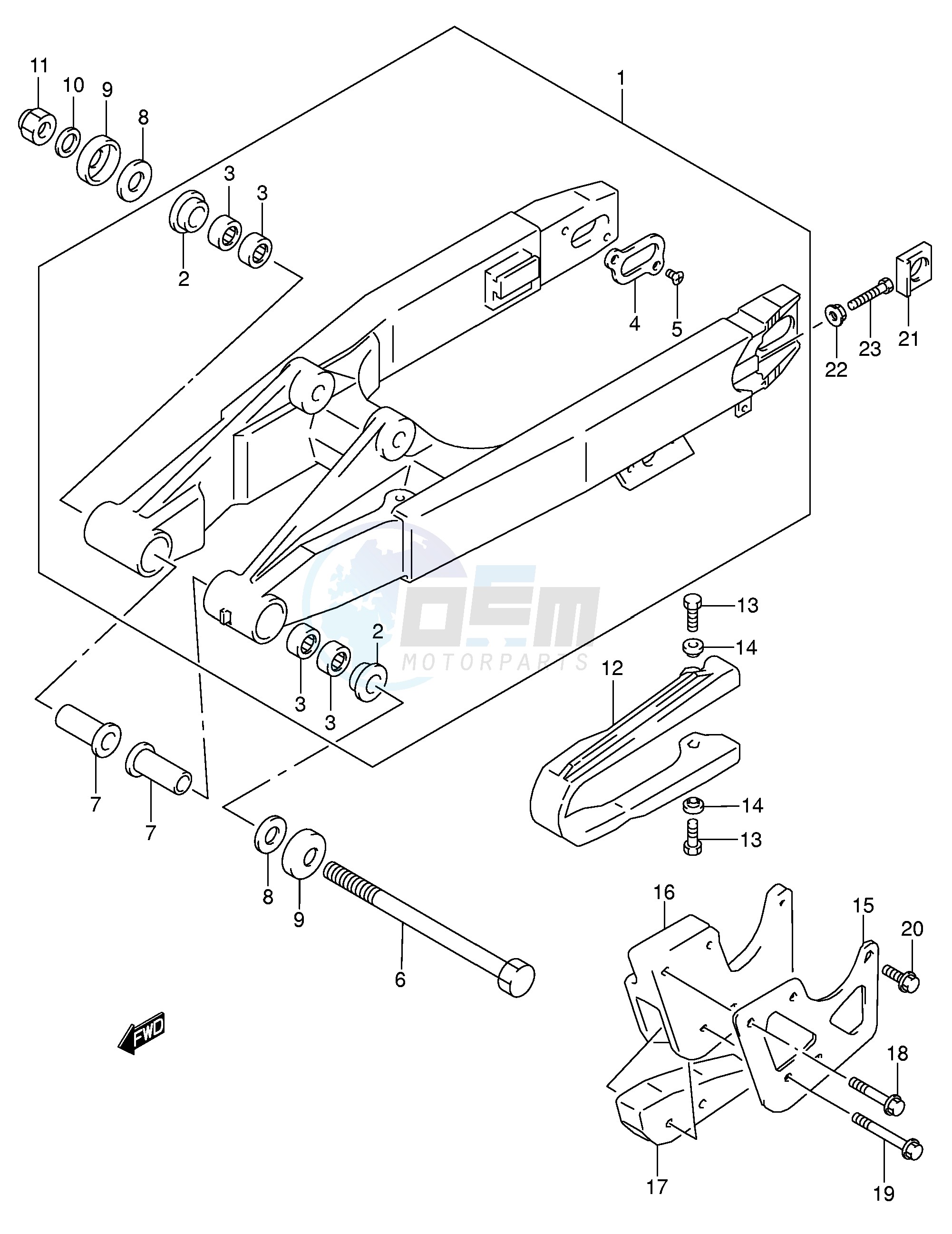 REAR SWINGING ARM (MODEL K5 K6) blueprint