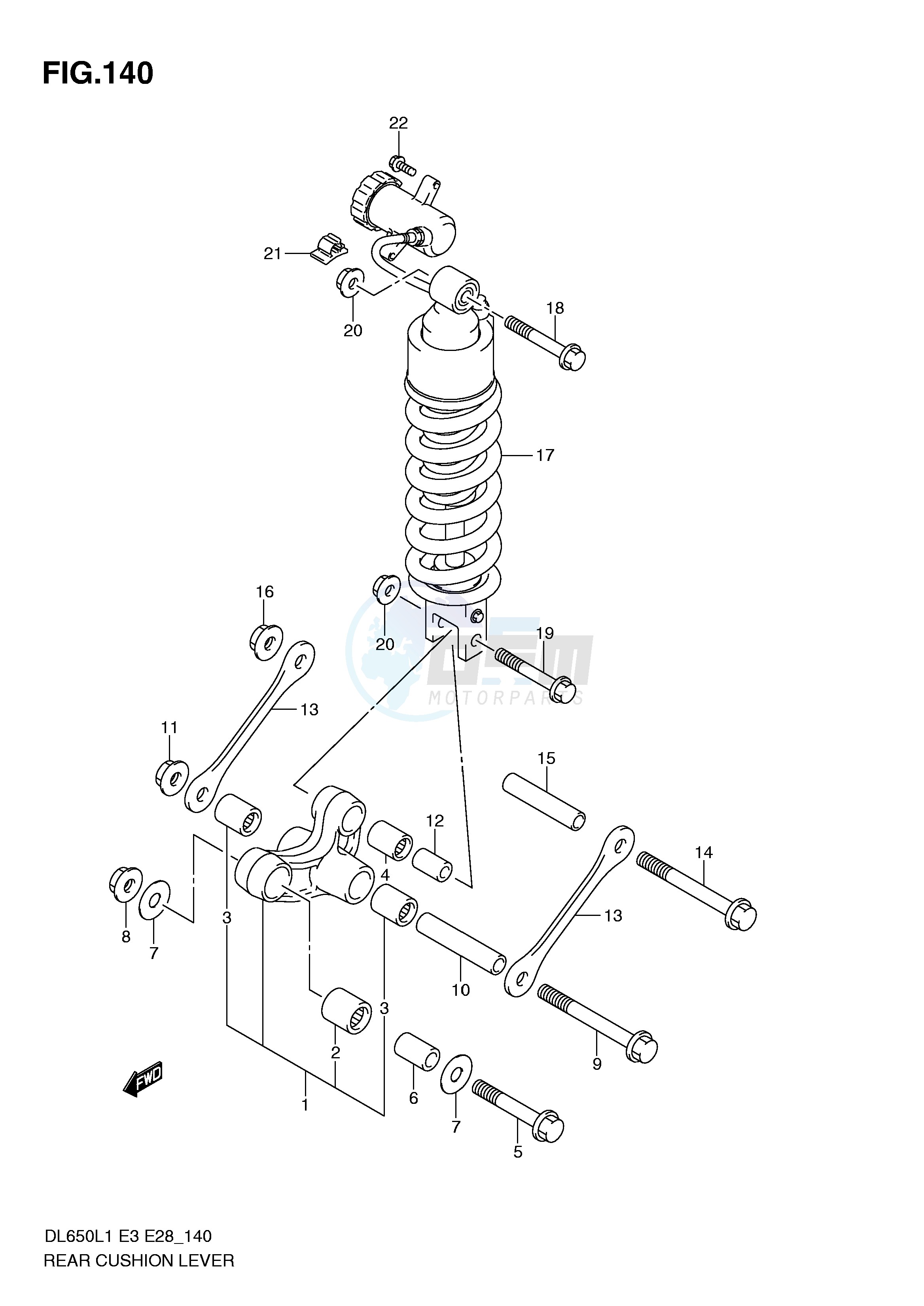 REAR CUSHION LEVER (DL650AL1 E28) blueprint