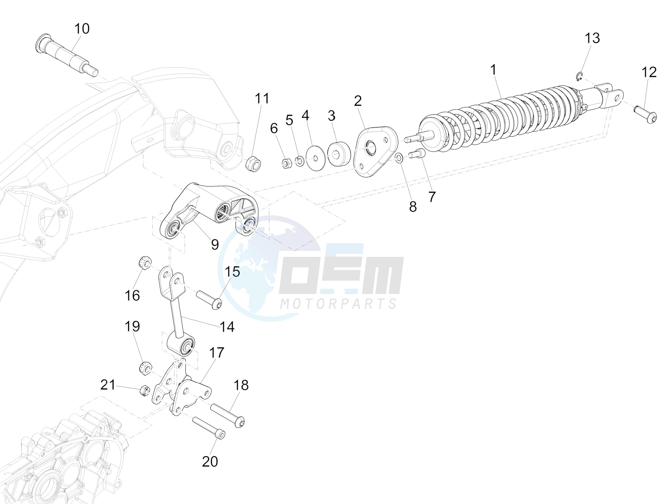 Rear suspension - Shock absorber/s blueprint