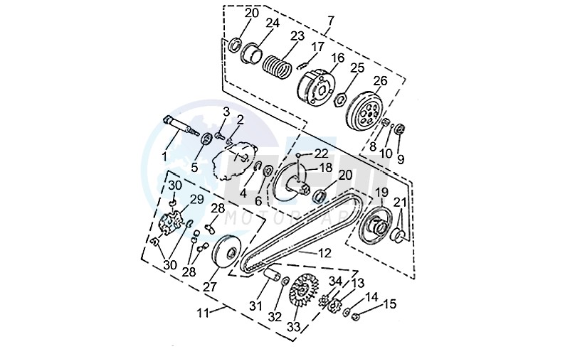 Speed variator with clutch image