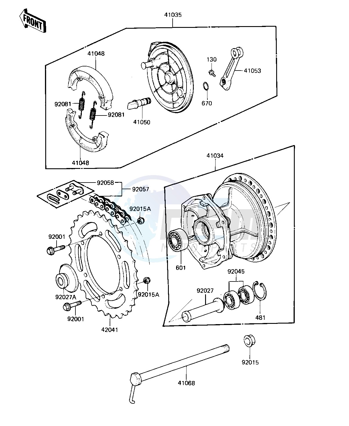 REAR HUB_BRAKE_CHAIN -- 82 KDX250-B2- - image