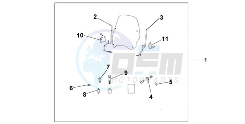 WINDSHIELD EXCL KNUCKLE GUARDS blueprint