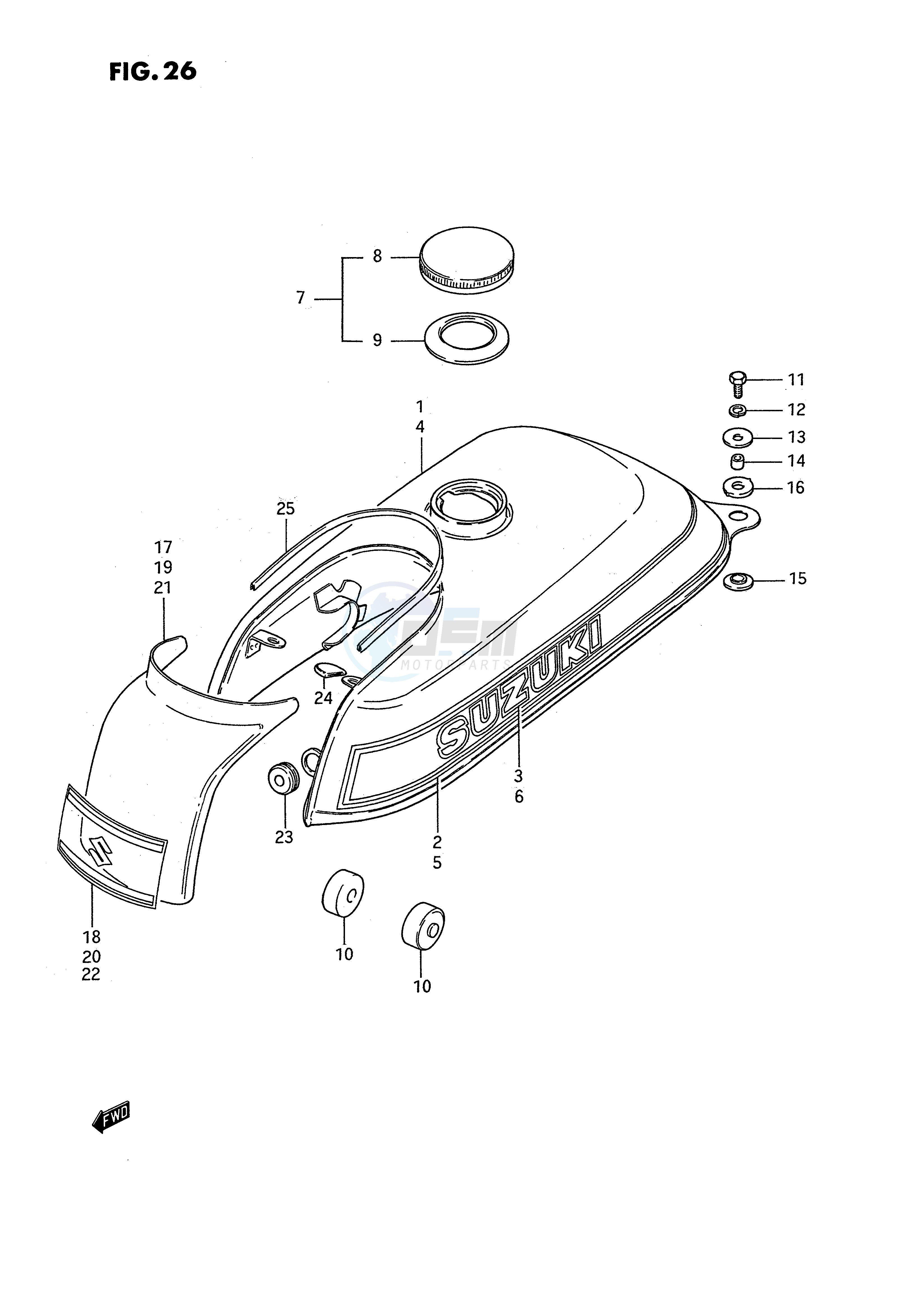 FUEL TANK (MODEL X, MODEL D E43) blueprint