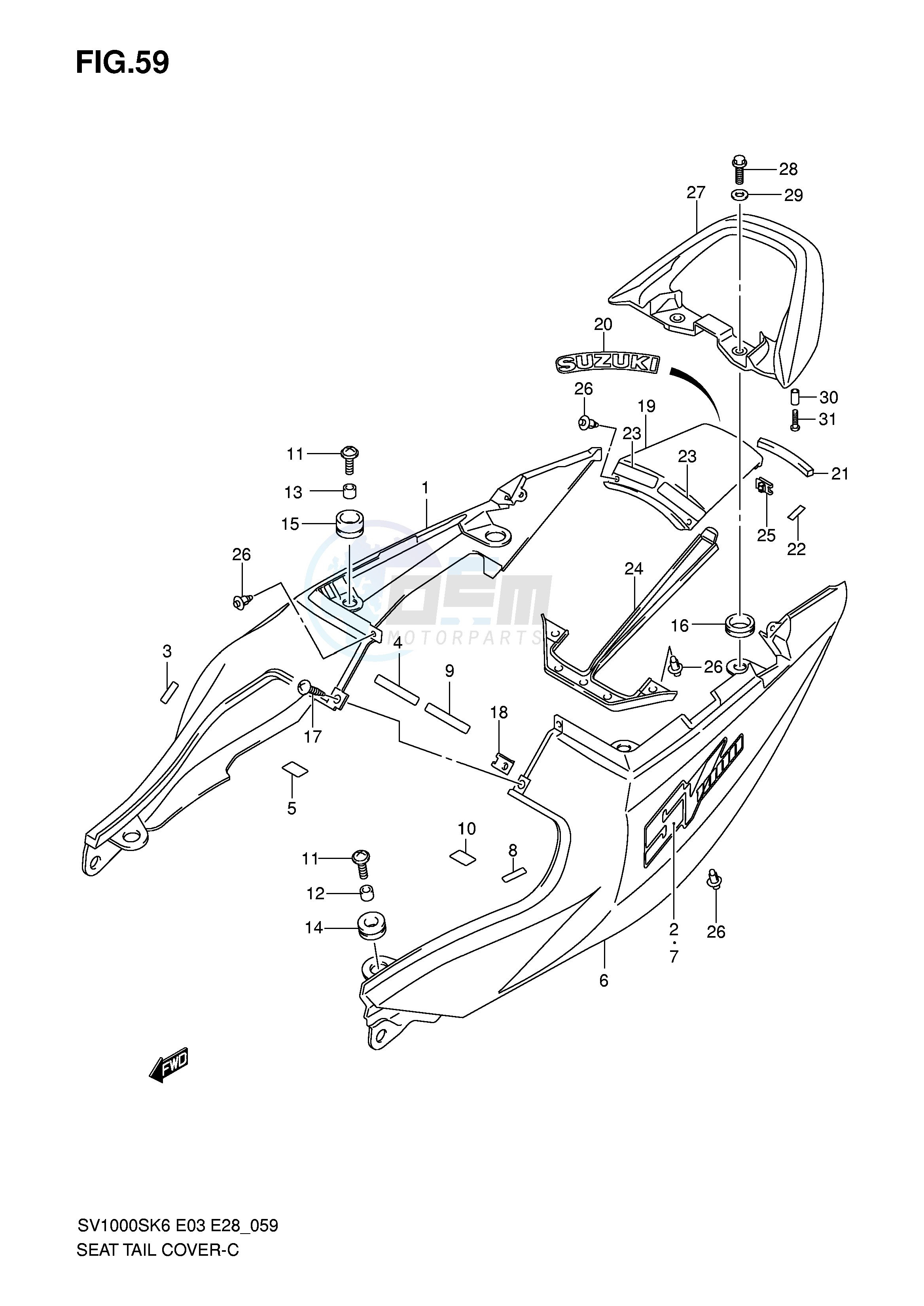 SEAT TAIL COVER (SV1000K6) blueprint