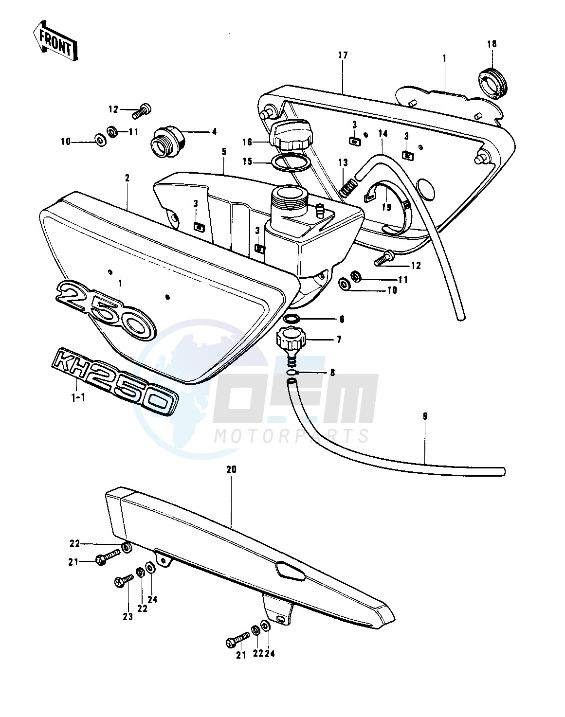 SIDE COVERS_OIL TANK_CHAIN COVER -- S1-B_C, KH250-A5- - blueprint