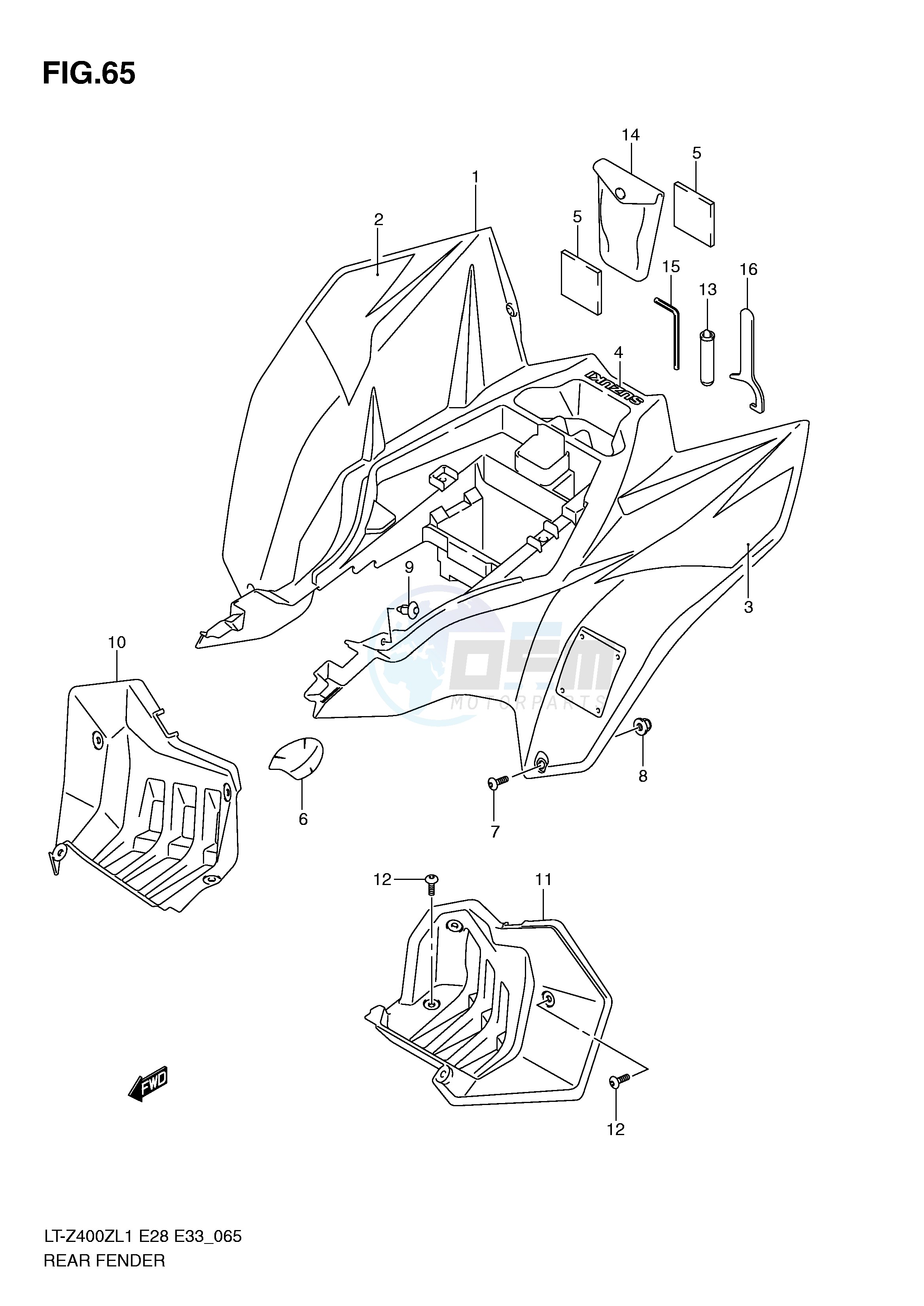 REAR FENDER (LT-Z400L1 E33) blueprint