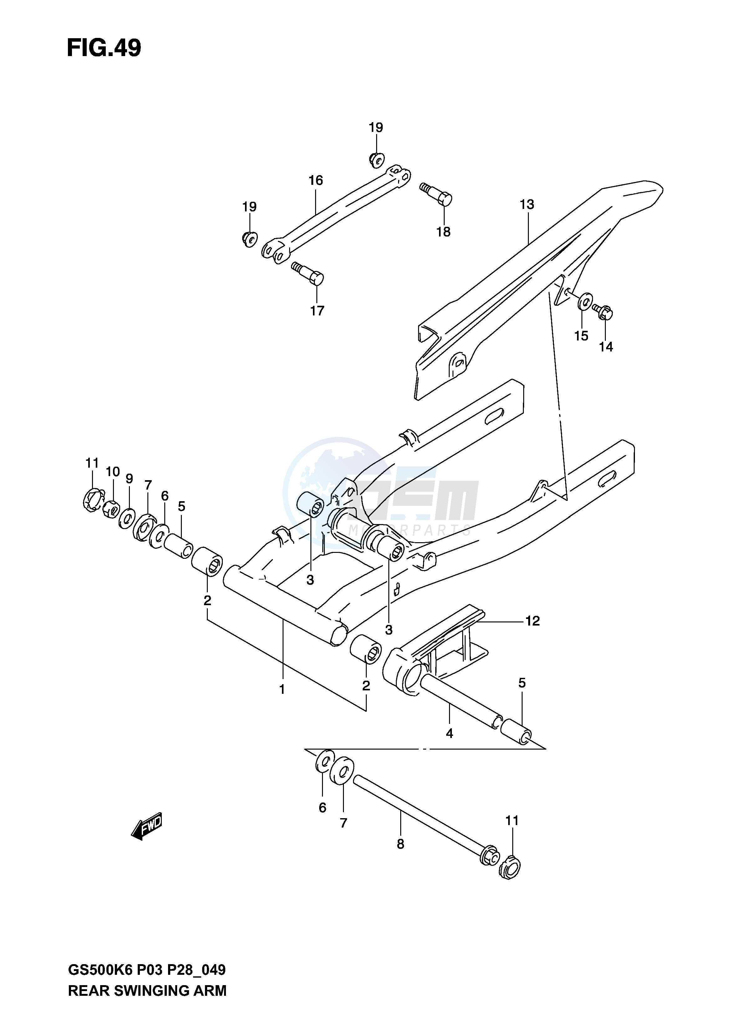 REAR SWINGING ARM (MODEL K3) image