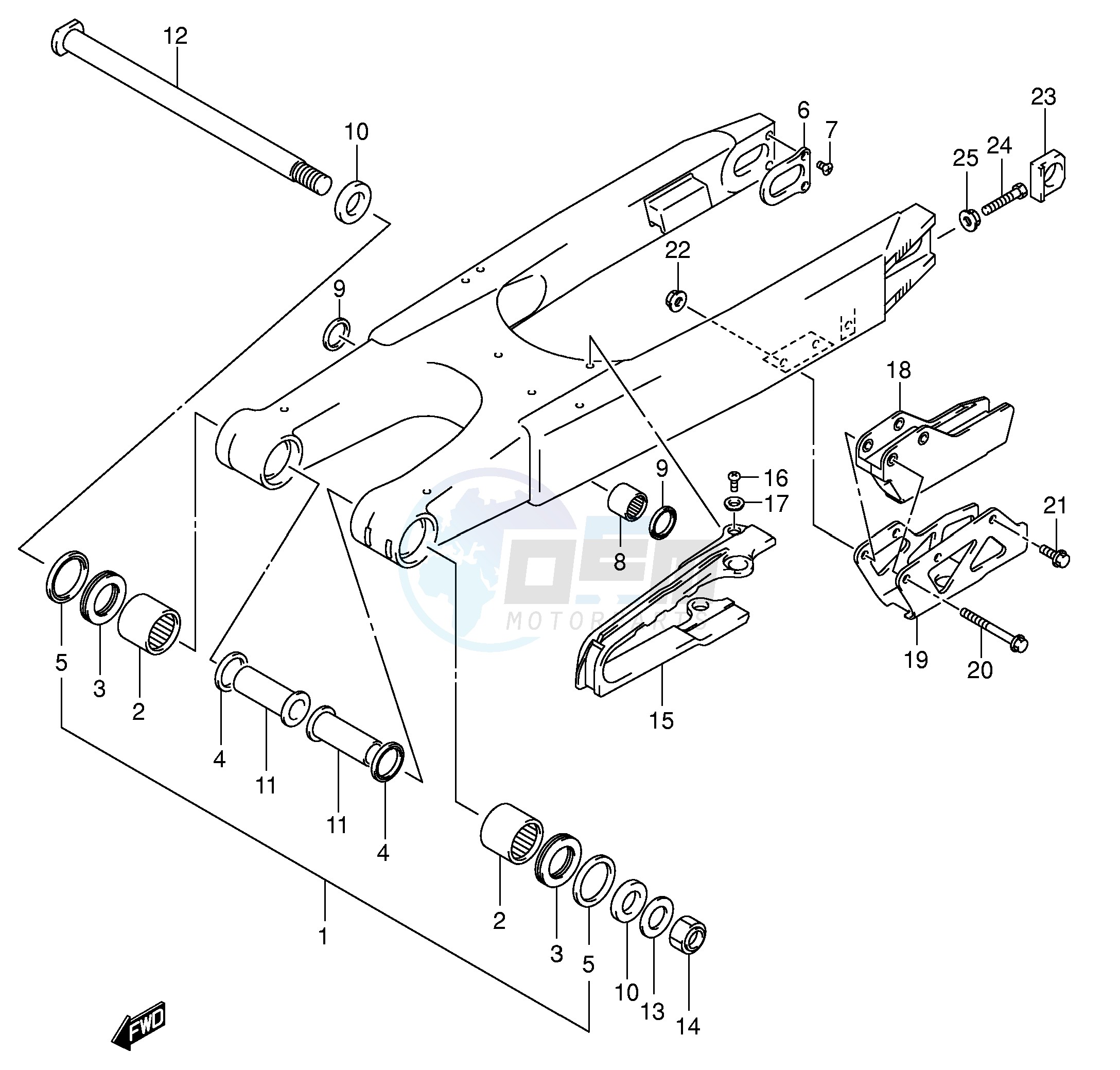 REAR SWINGING ARM (MODEL K4) blueprint