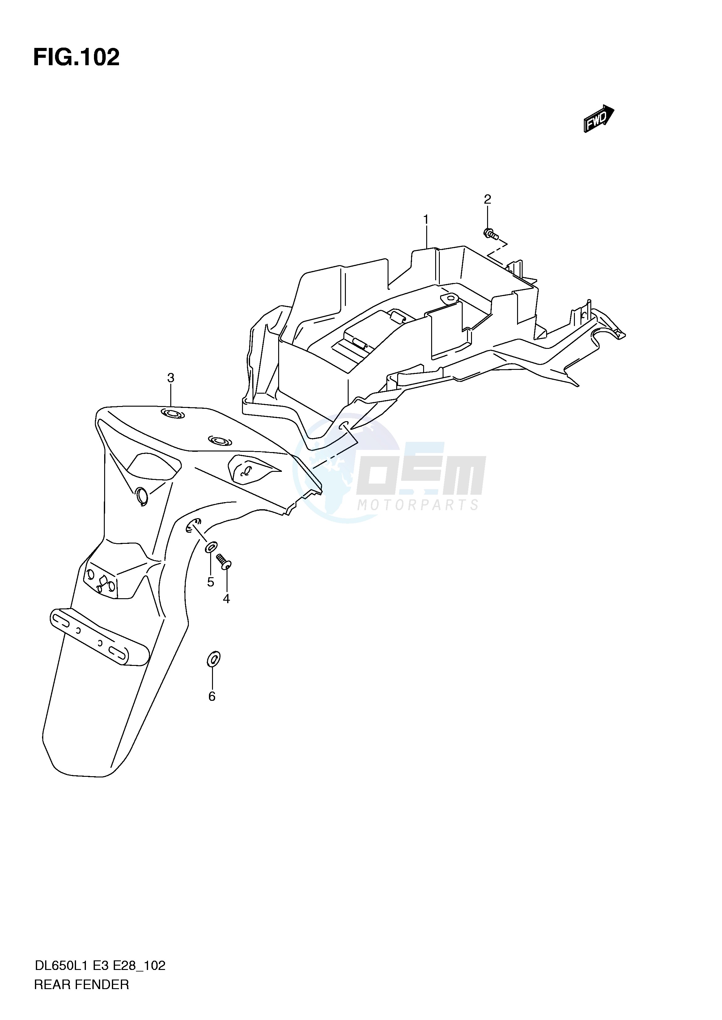 REAR FENDER (DL650AL1 E28) blueprint
