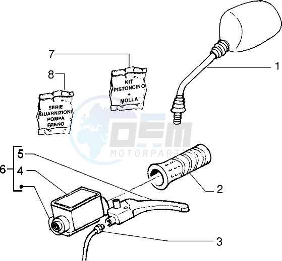 Handlebars component parts (Vehicle with rear hub brake) blueprint