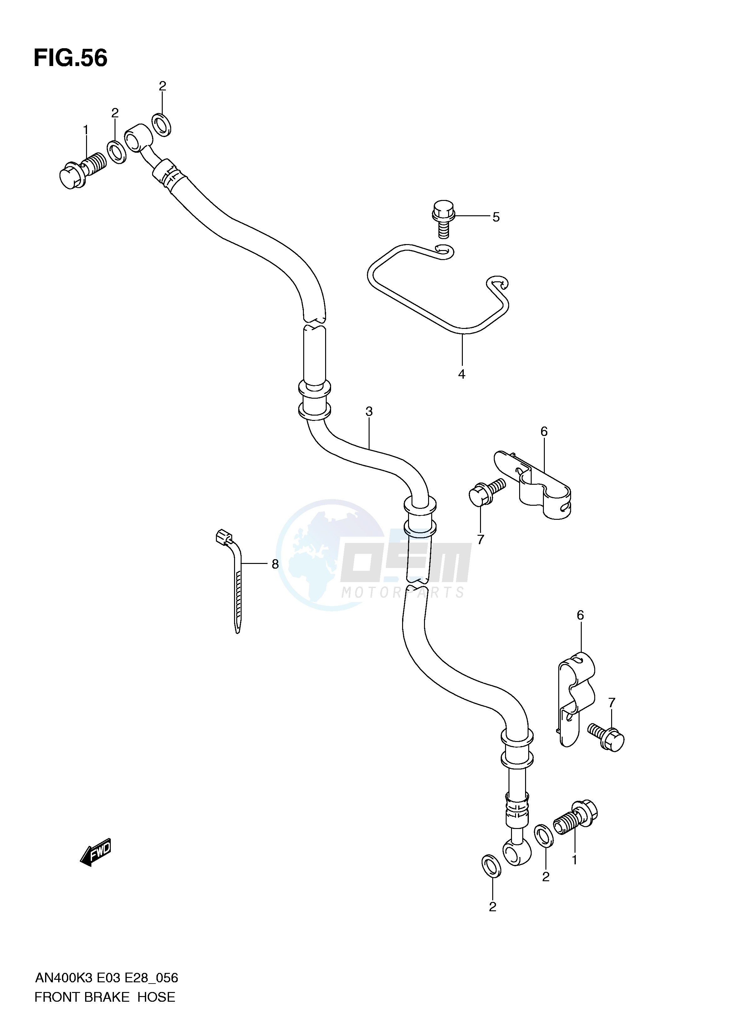 FRONT BRAKE HOSE (MODEL K3) image