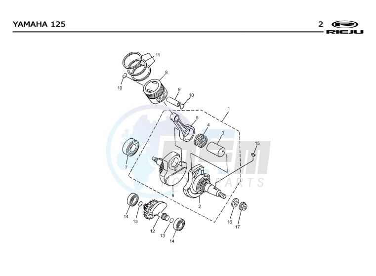 PISTON - CRANKSHAFT  Yamaha 125 4t Euro 2 blueprint