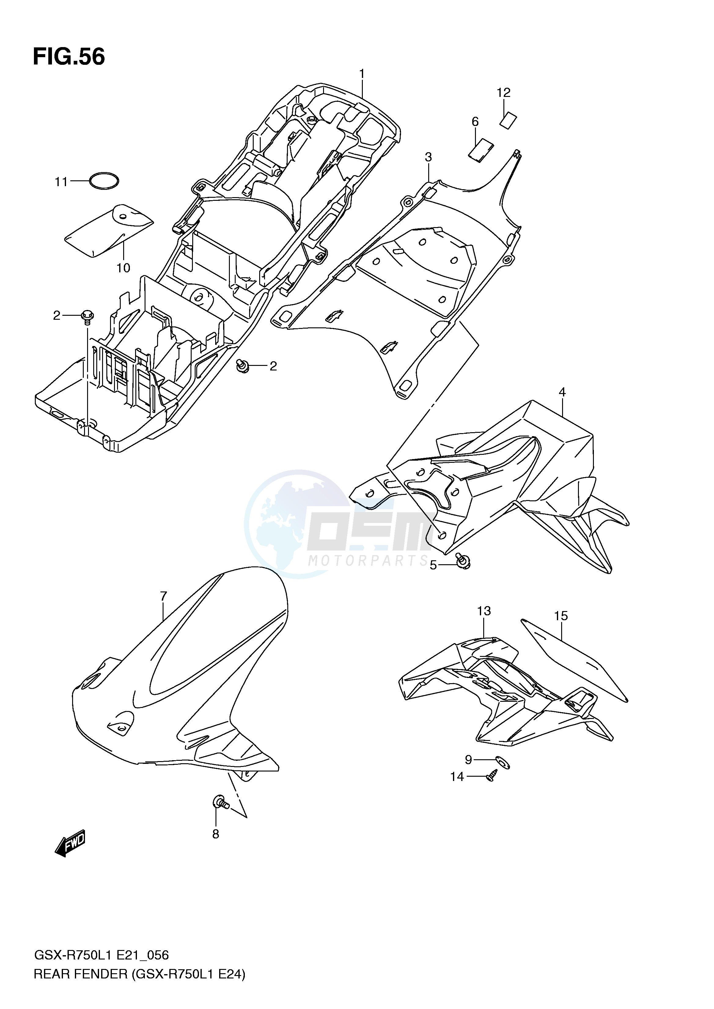 REAR FENDER (GSX-R750L1 E24) blueprint