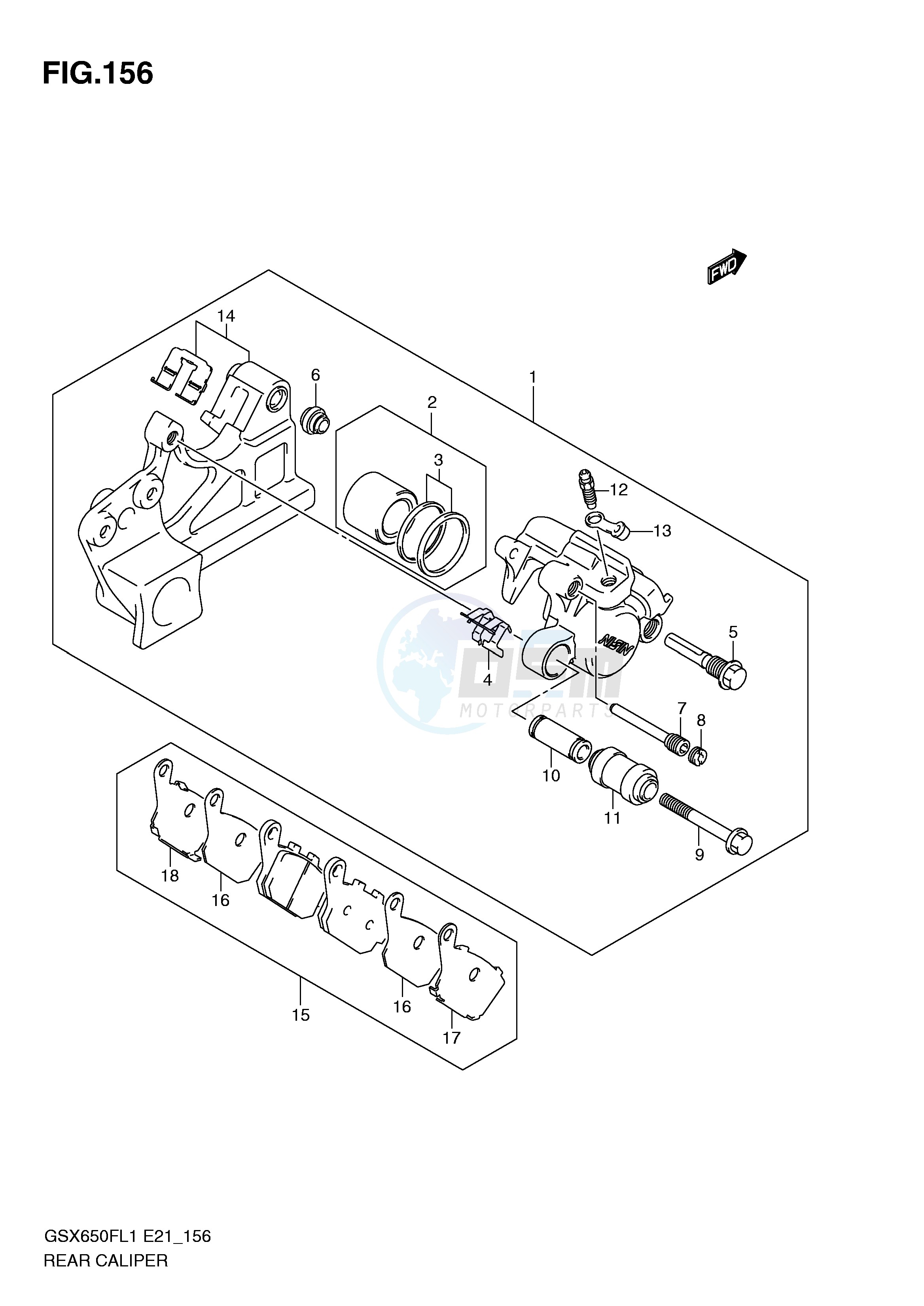 REAR CALIPER (GSX650FAL1 E21) blueprint