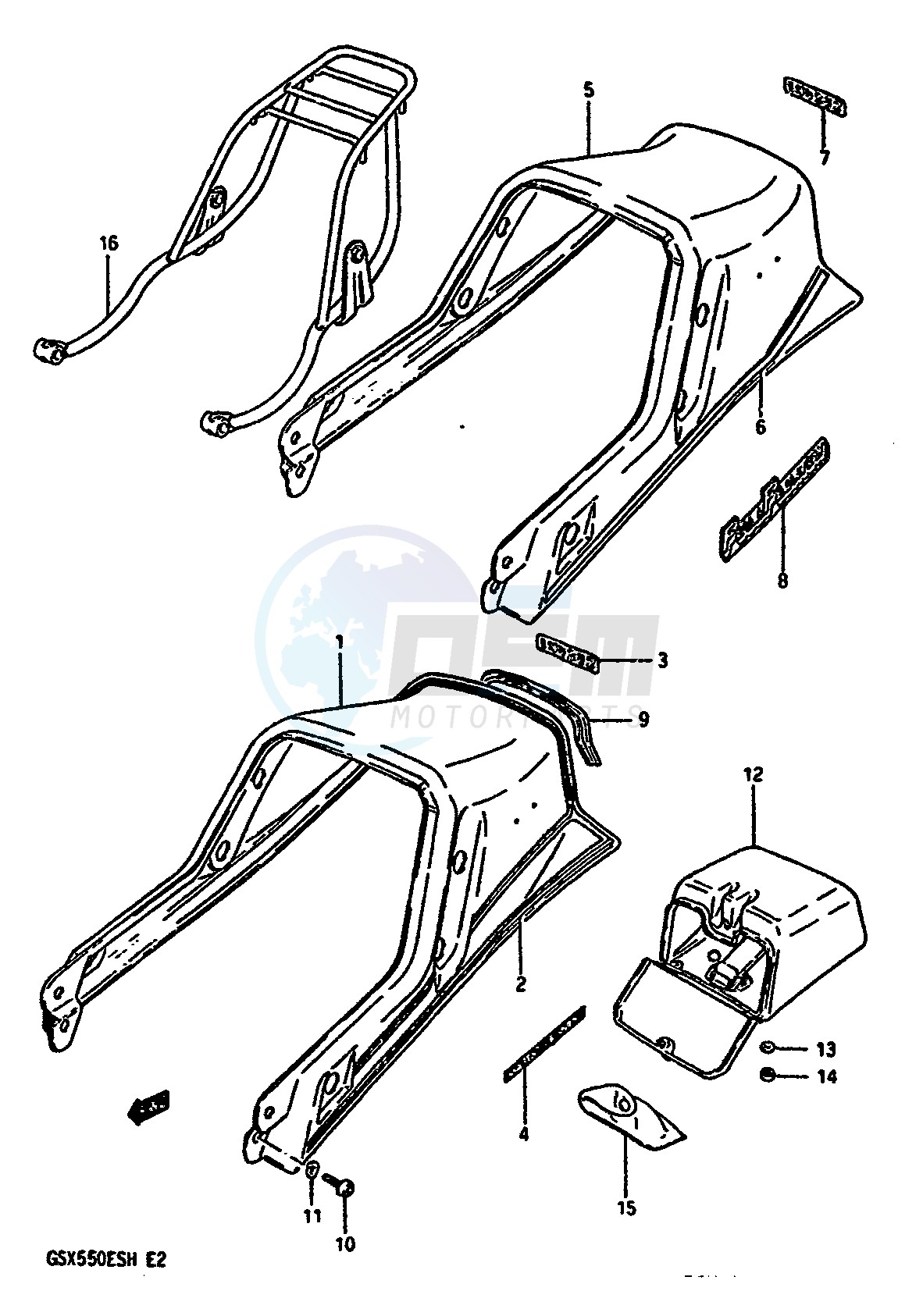 SEAT TAIL COVER (GSX550EF EUF EG EUG) blueprint