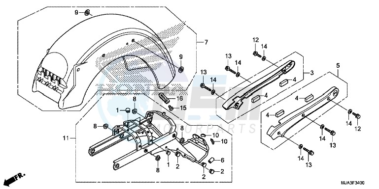 REAR FENDER (VT750C/CA/CS) blueprint