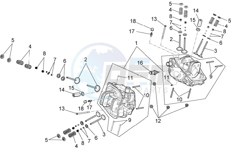 Cylinder head - valves blueprint