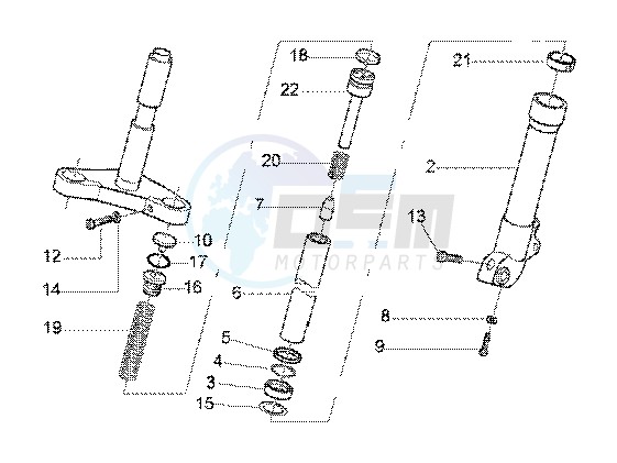 Showa front fork component parts image