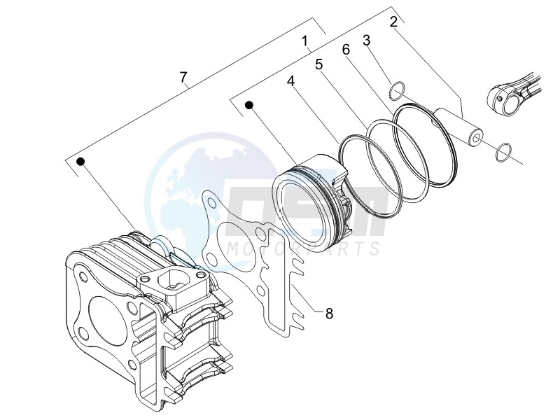 Cylinder-piston-wrist pin unit image