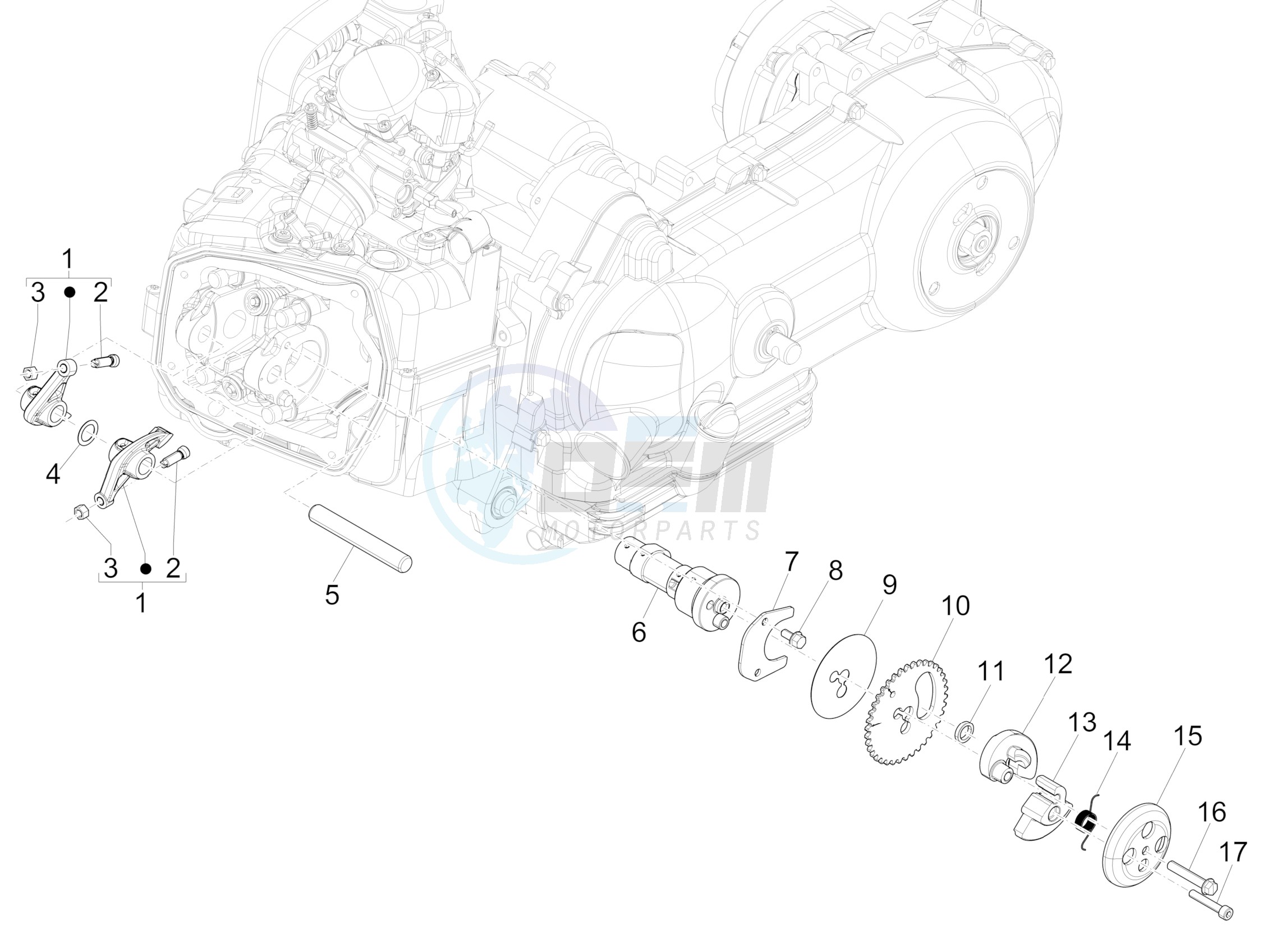 Rocking levers support unit image