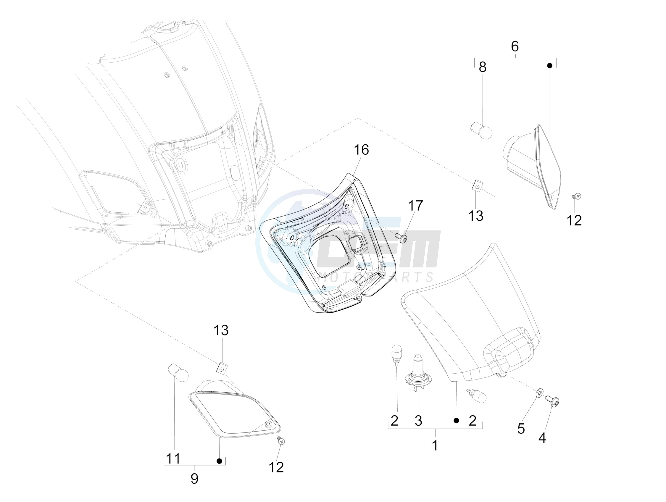 Rear headlamps - Turn signal lamps blueprint