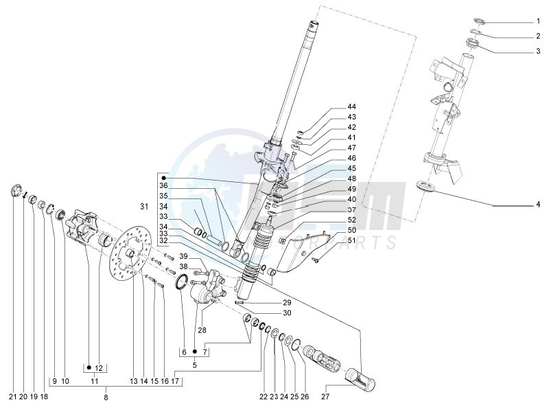 Front Fork steering bearing unit blueprint