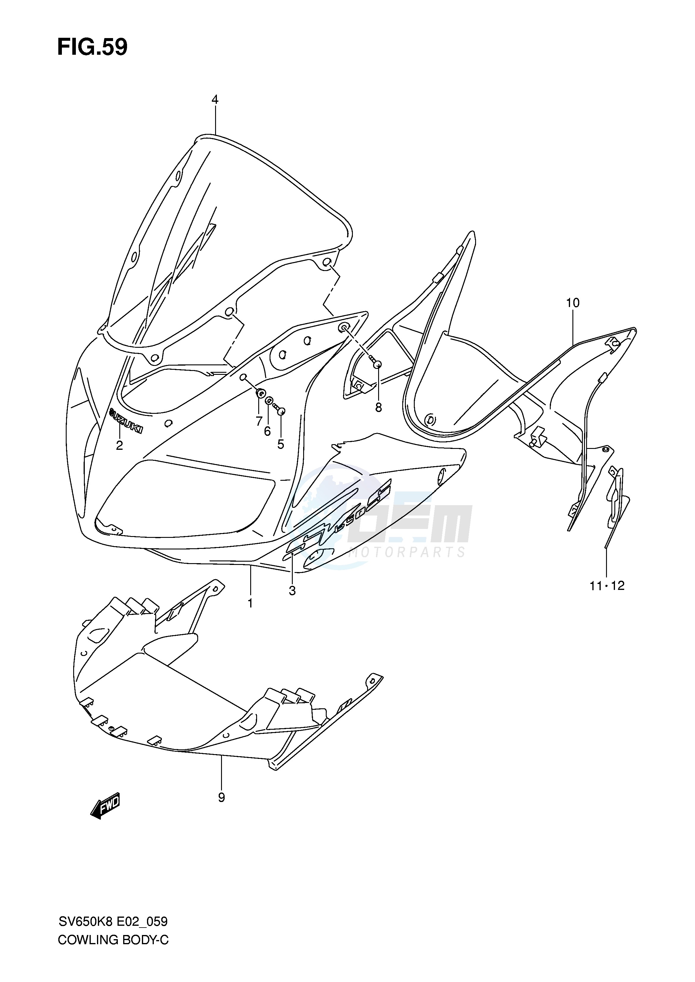COWLING BODY (MODEL K8 WITH COWLING) blueprint