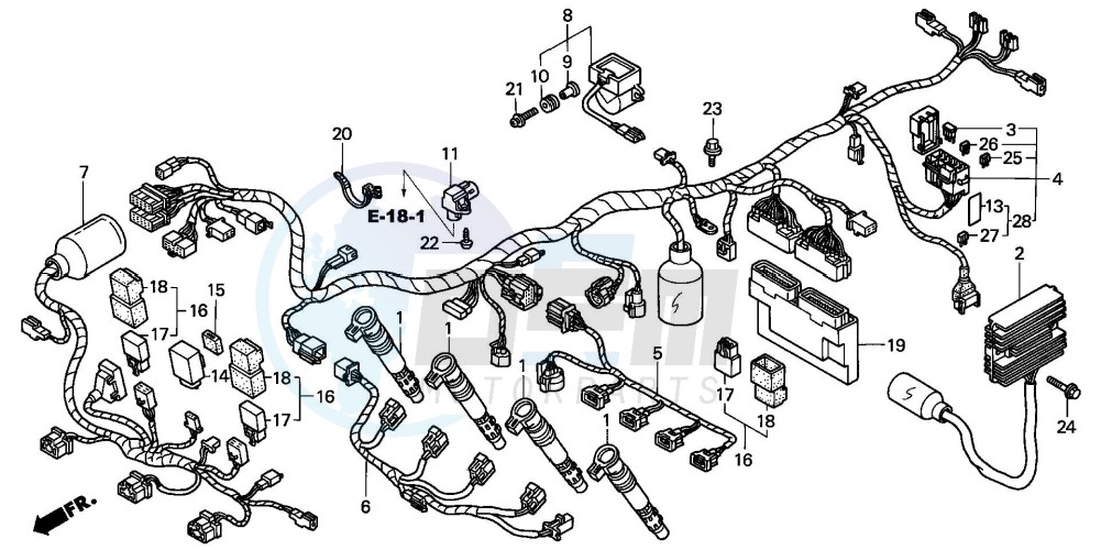 WIRE HARNESS (CBR900RRY,1/RE1) blueprint