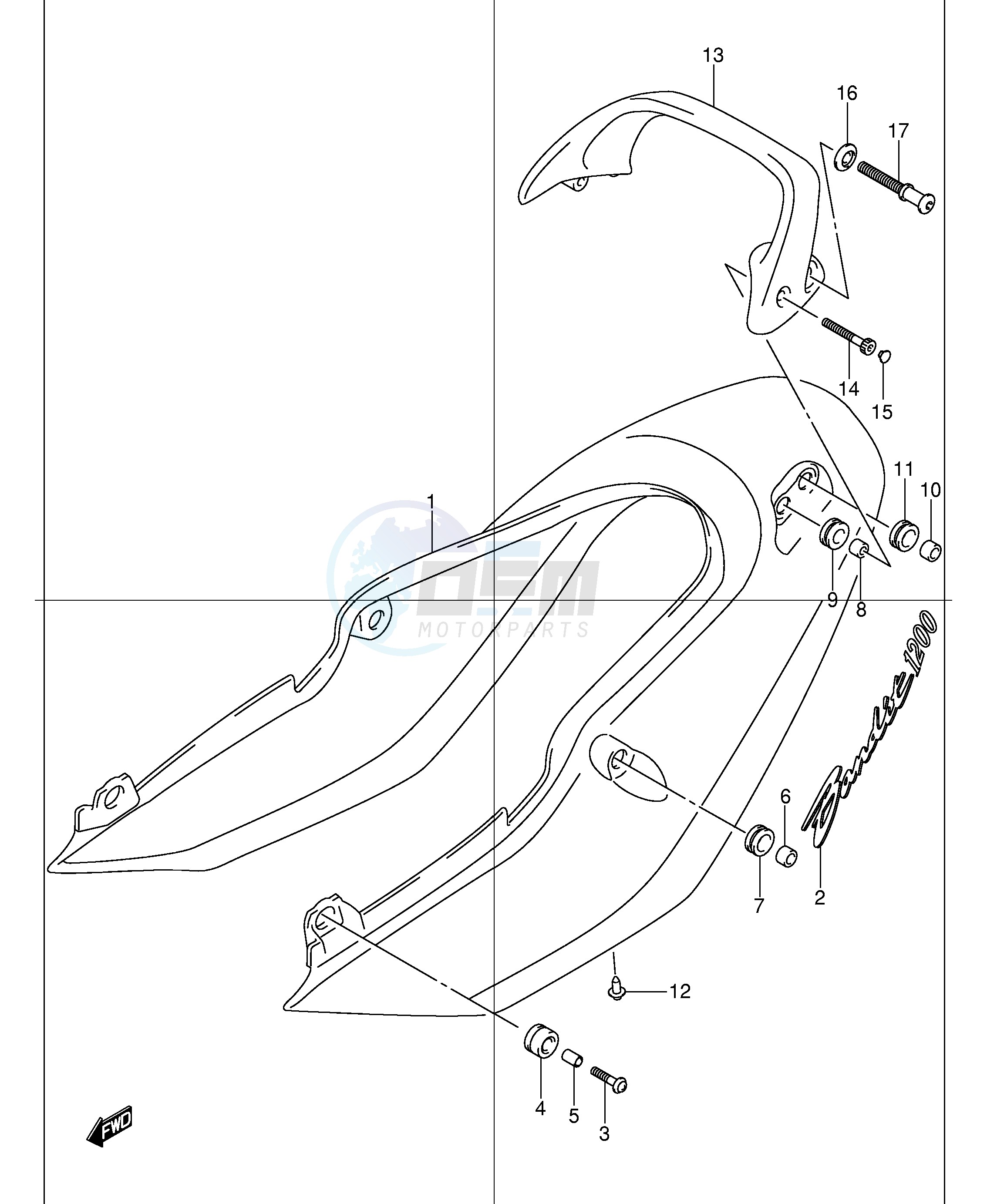 SEAT TAIL COVER (GSF1200K1) blueprint