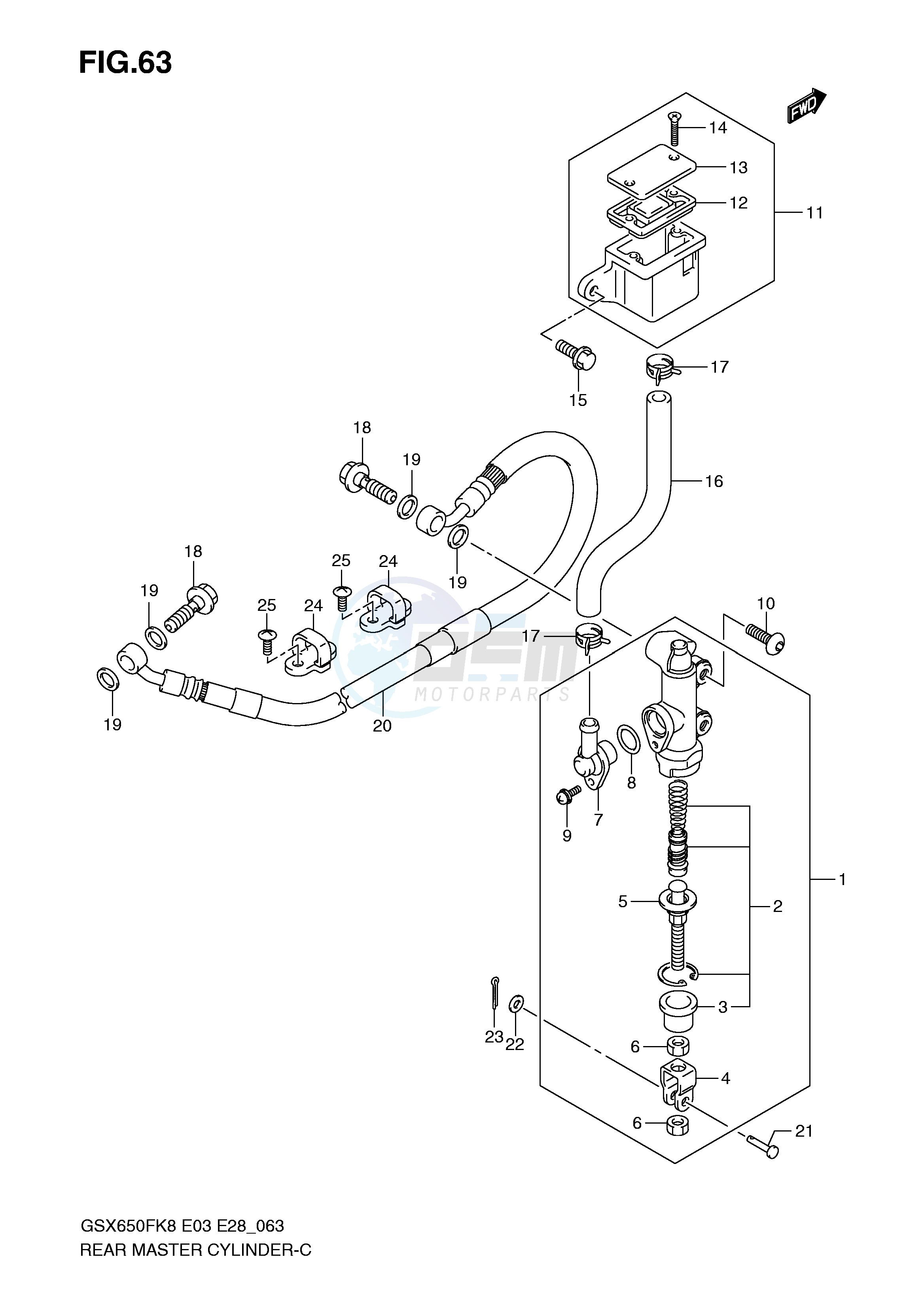 REAR MASTER CYLINDER (GSX650FK8 FK9) image