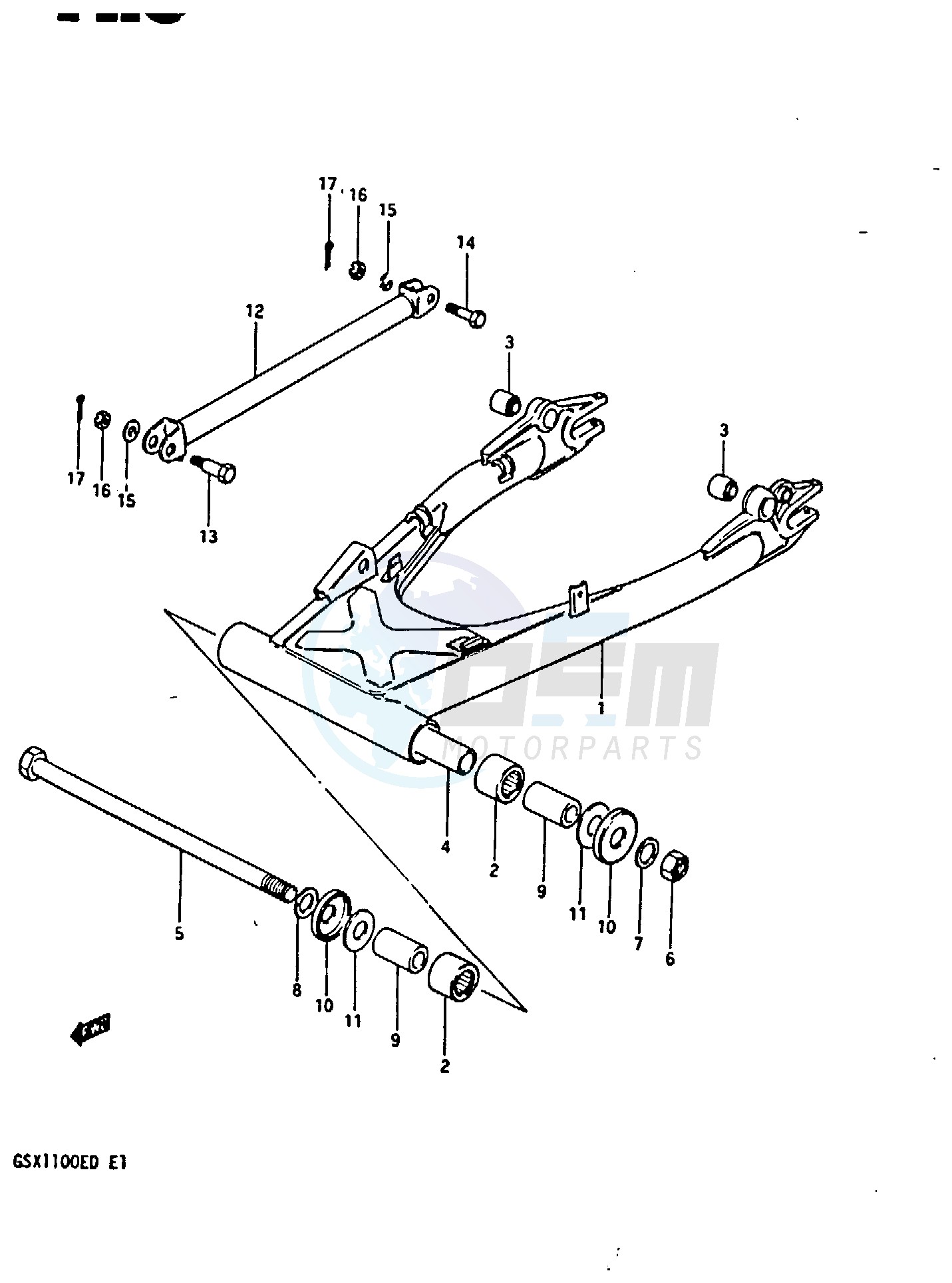 REAR SWINGING ARM (GSX1100Z D XD) blueprint