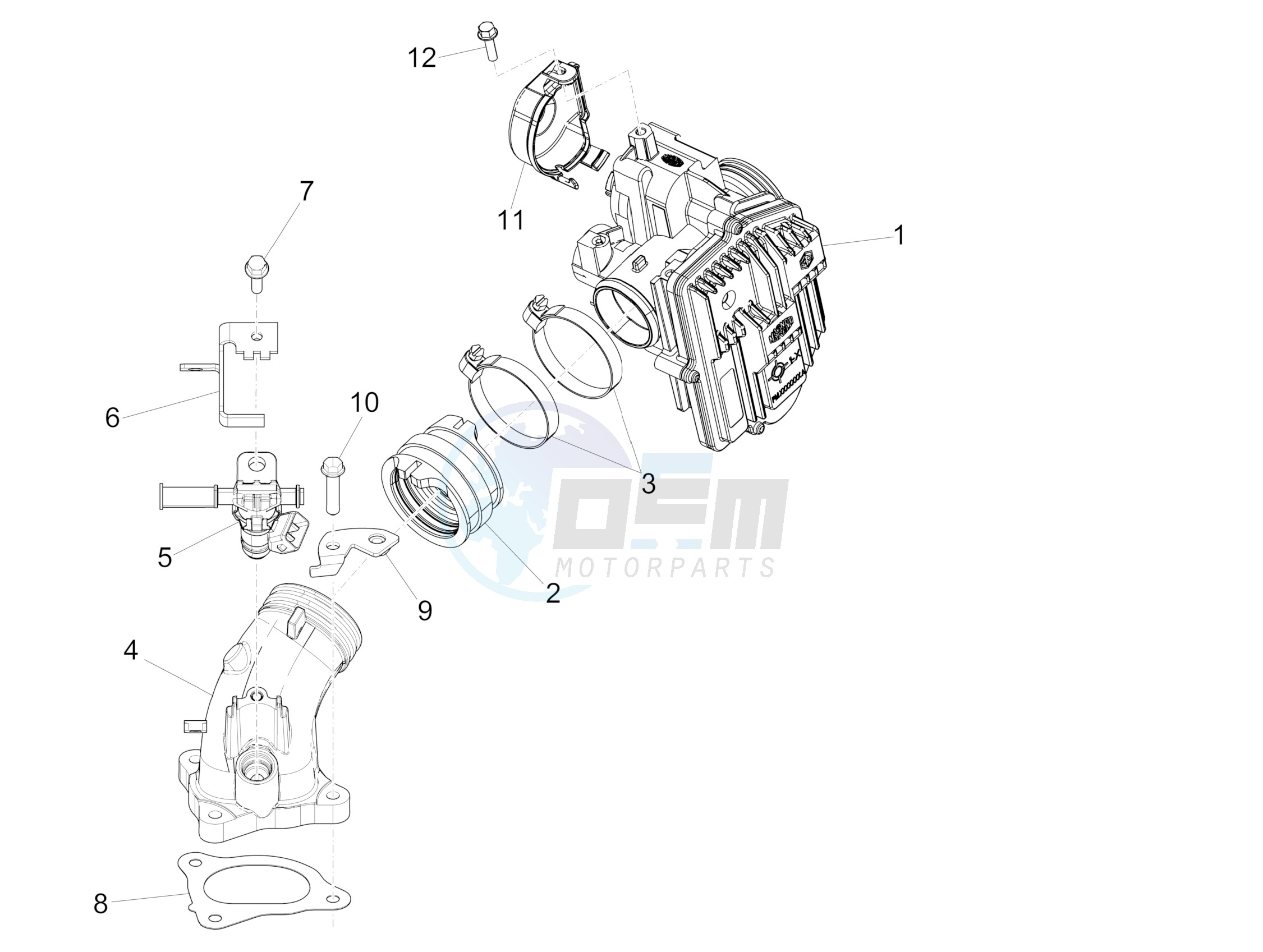 Throttle body - Injector - Union pipe blueprint