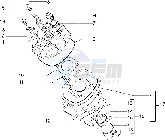 Head-cylinder-piston blueprint