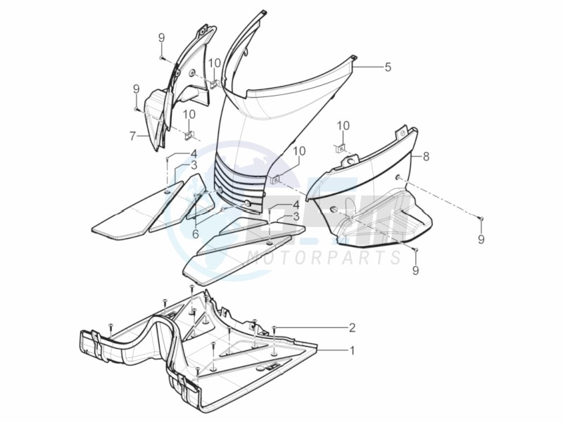 Central cover - Footrests blueprint