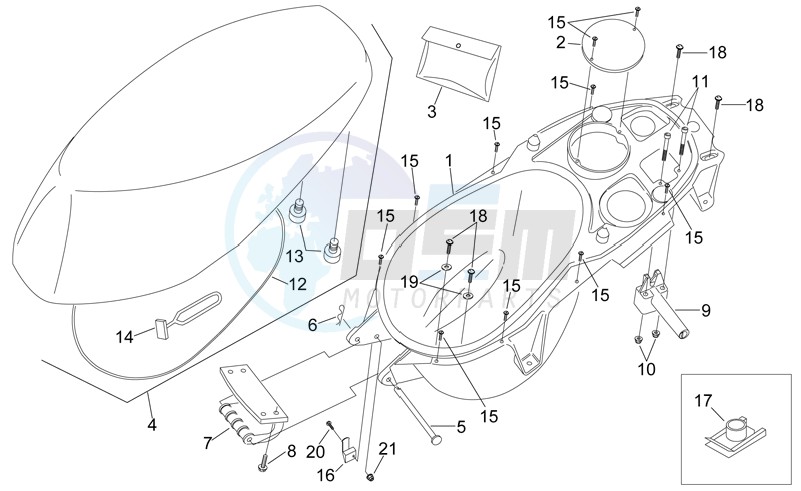 Saddle and helmet compartment blueprint