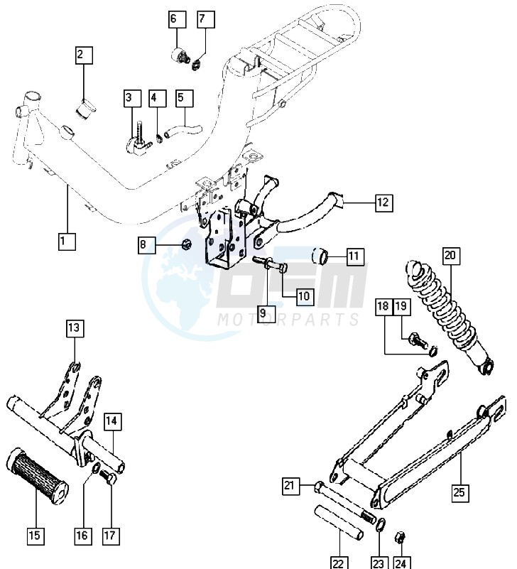 Frame-swinging arm blueprint