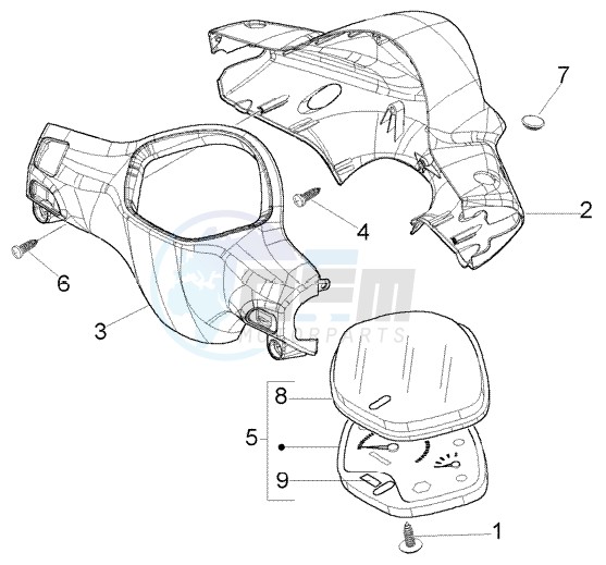 Speedometers Kms. - handlebar cover blueprint